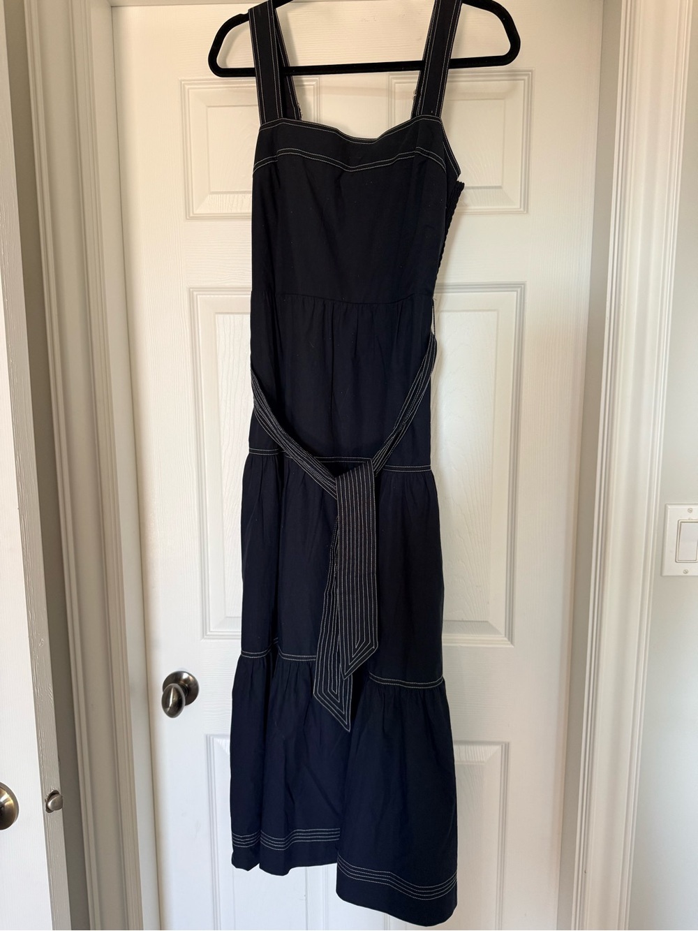 Women’s Navy Blue Tiered Sundress with Belt
